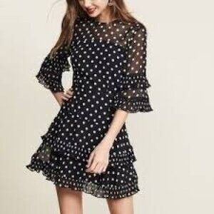 NWT Anthropologie | Keepsake Light Up Mini Dress Black/White Polka Dots, Medium